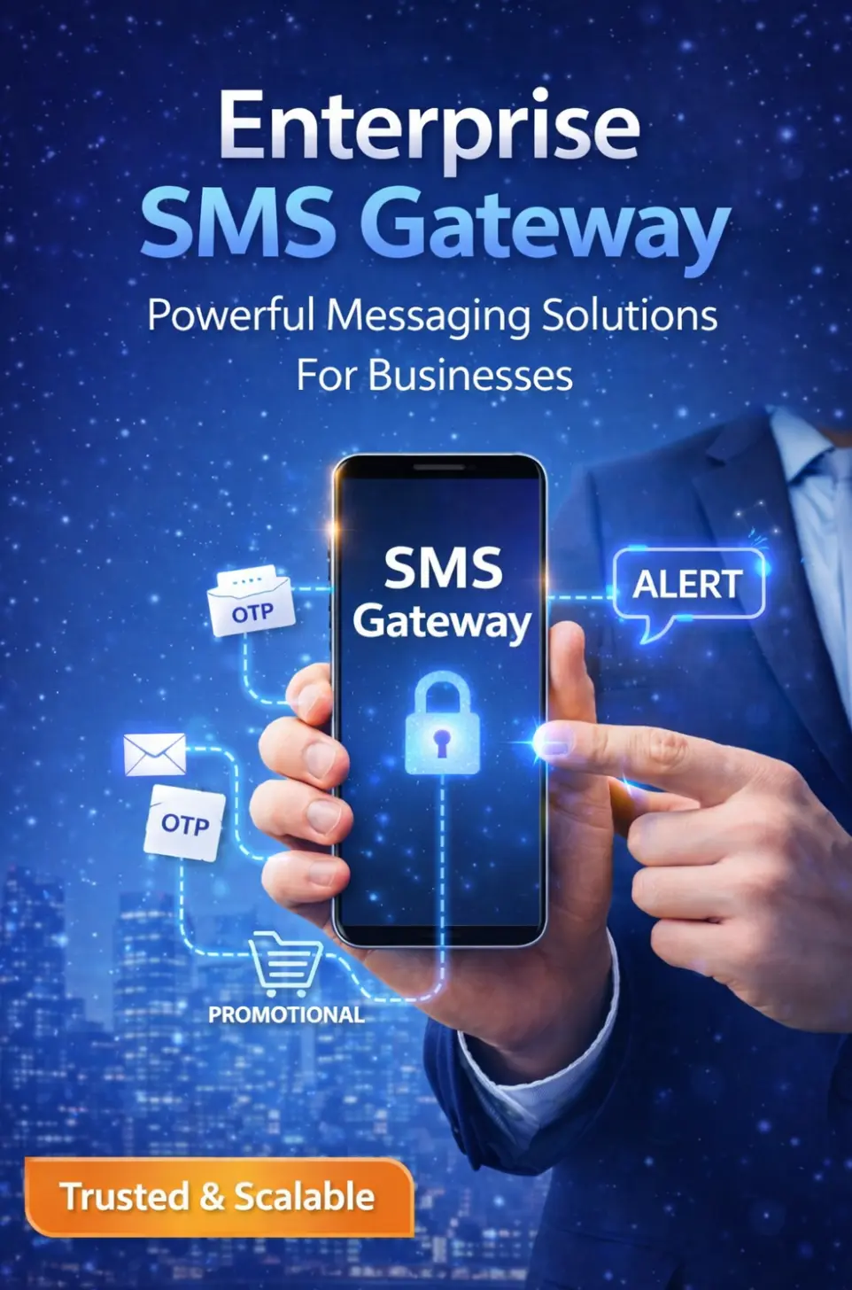 Enterprise SMS infrastructure overview with scalable routing system